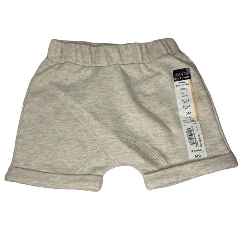 5/$15‎ Okie Dokie Baby Shorts Oatmeal Elastic Waist Cuff Hem 12 Months
